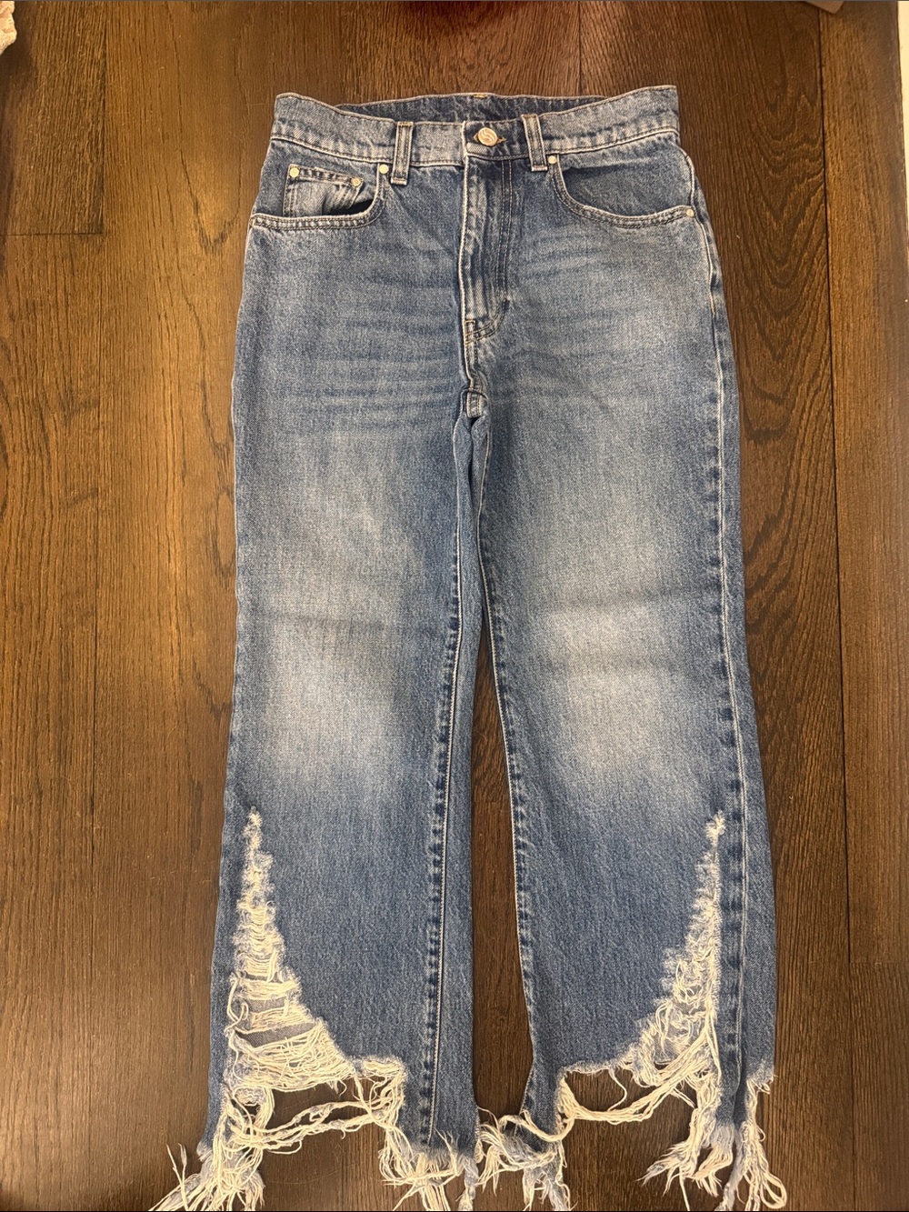 Stella McCartney Light Blue Distressed Frayed Hem Jeans